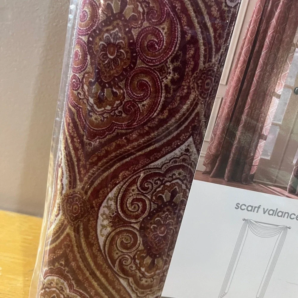 JCPenney Home Kisha Medallion Scarf Valance Crimson Multi 59x216‎ Boho